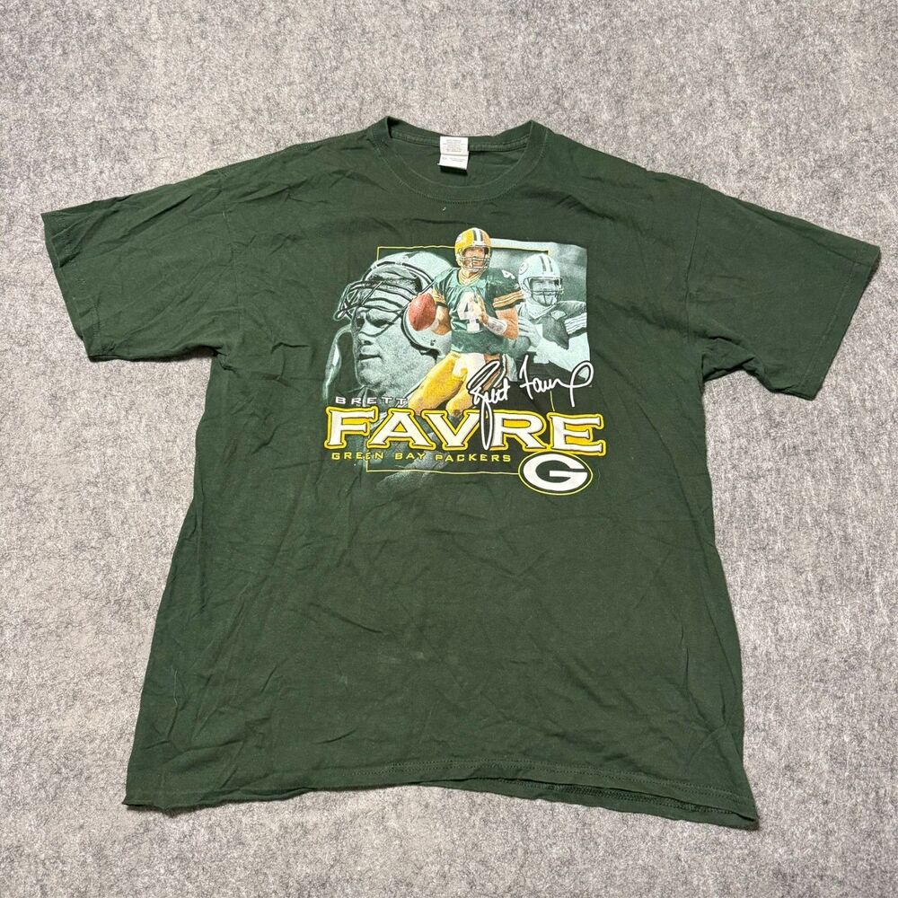 Brett Farvre Green Bay Packers Shirt Mens XL NFL Records Double Sided Graphic G